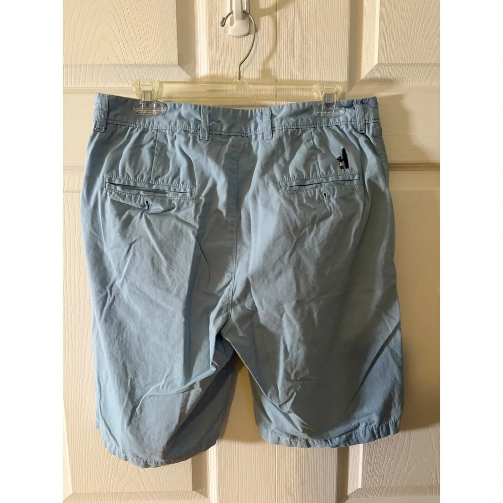 Faherty Mens Light Blue Chino Shorts Embroidered Surfer Logo Size 32